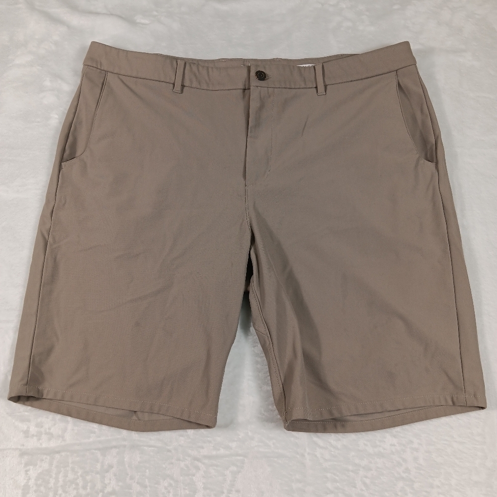 Johnnie O Shorts Mens 38 Light Khaki Prep Formance 10" Inseam Stretch Golf